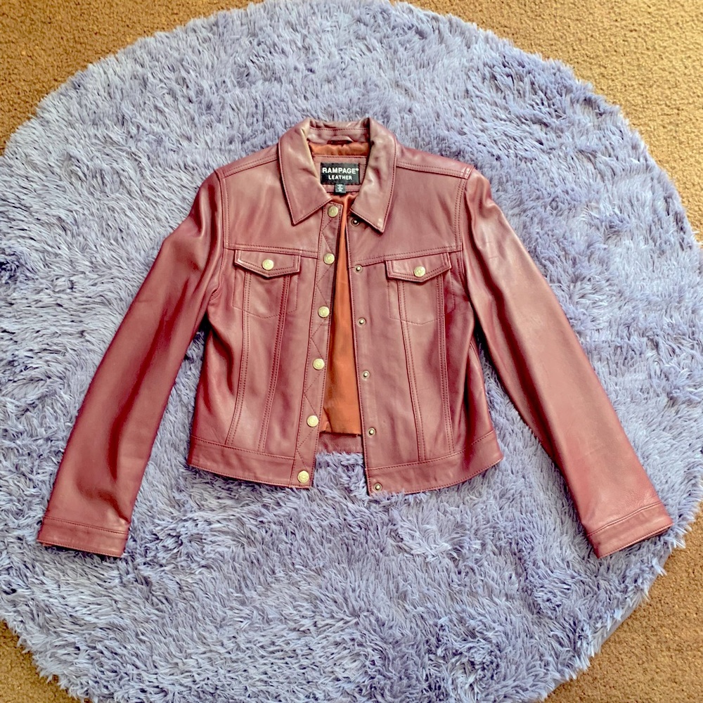 Vintage Rampage Leather genuine leather burgundy jacket women’s size medium